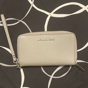 Michael Kors Beige Wristlet Wallet